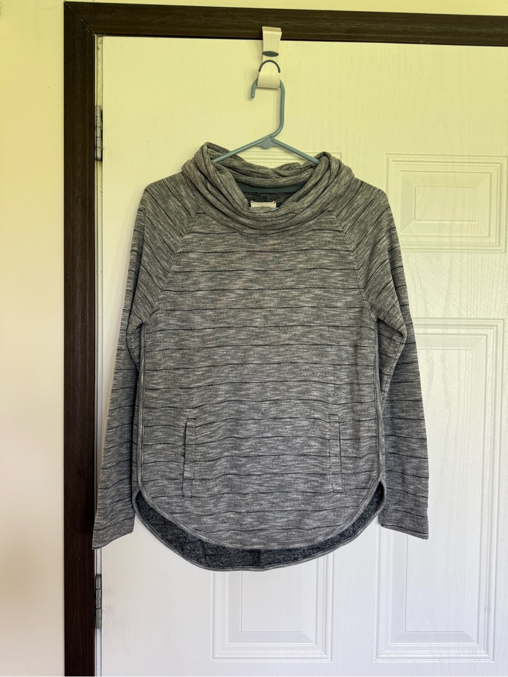 2 for $20 sale: Lou & Grey Striped Cowl Neck Long Sleeve Sweatshirt with pocket